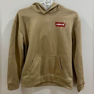 Levi’s boys tan logo soft fleece hoodie size large NWT